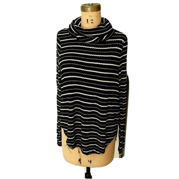 Free People We the Free Kristina Striped Drippy Waffle knit cowl Thermal Top M - Picture 6 of 14